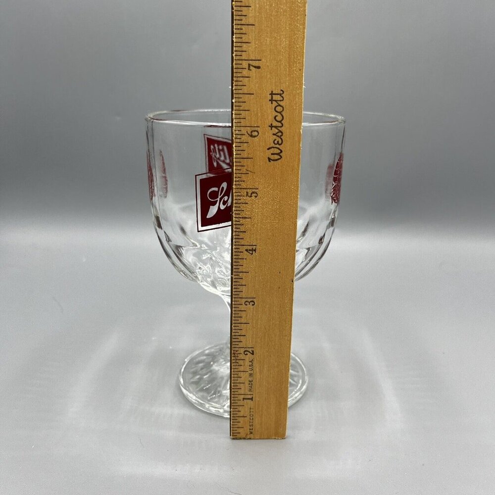 Vintage Schlitz Beer Globe Logo Stemmed Goblet Heavy Glass 6" Tall 16 Oz - Picture 5 of 5